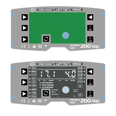 ALFAWELD Handy MIG 200 LED Synergic inverteres hegesztőcsomag 2,4m3 MIX Ar 82%-CO2 18% palackkal